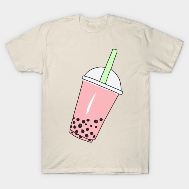 Strawberry Milk Bubble Tea T-Shirt by PeachPantone